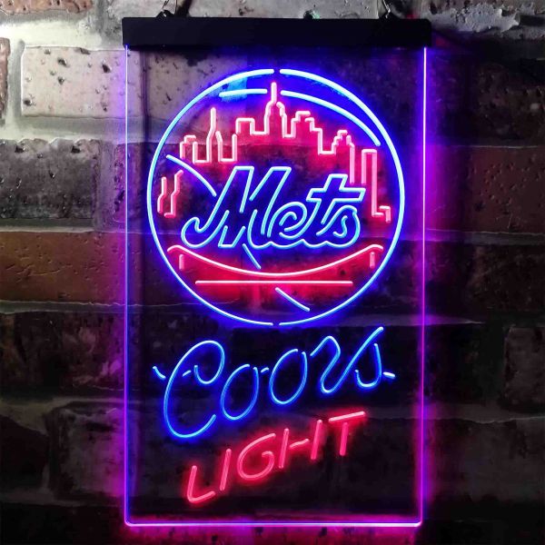 New York Mets Coors Light Dual LED Neon Light Sign